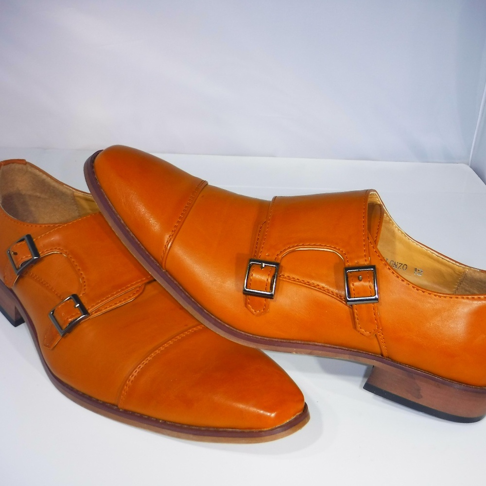Alonzo Double Buckle Loafer Camel Tan Sz12